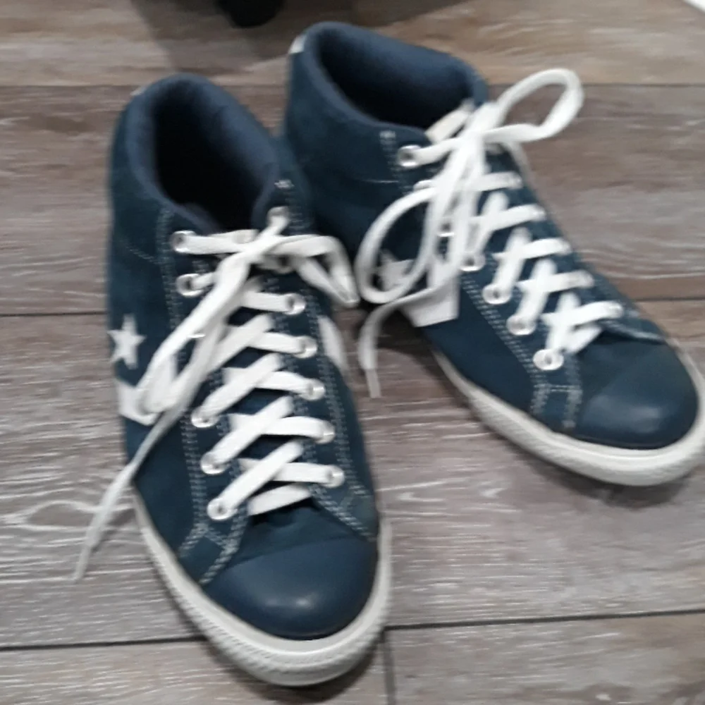 Converse mens blue suede and white leather high top sneakers. Size 10 - Picture 2 of 14